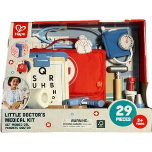 NIB Hape Little Doctor's Medical Kit Set 29 Pieces Wooden Role Play Pretend Play